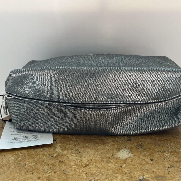 Coach Toiletry Pouch, Makeup & Cosmetic Bag, Silver Shimmering Large Zipper NWT - Picture 14 of 16